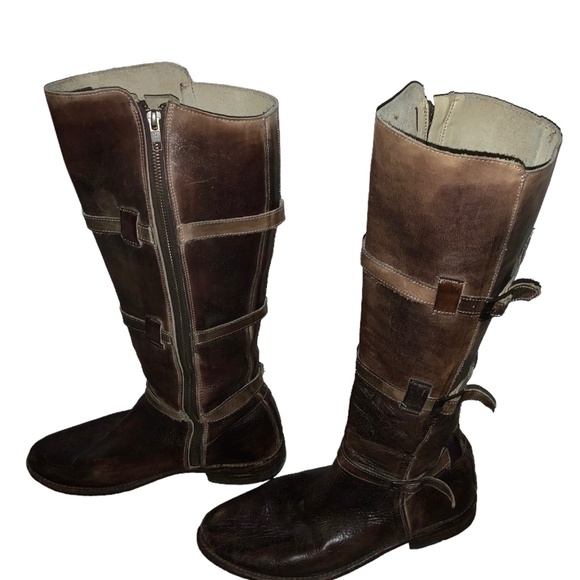 Women's Bed Stu Cobbler Series Brown Leather Kitty Tall Riding Boots Size 8.5 - Picture 1 of 12